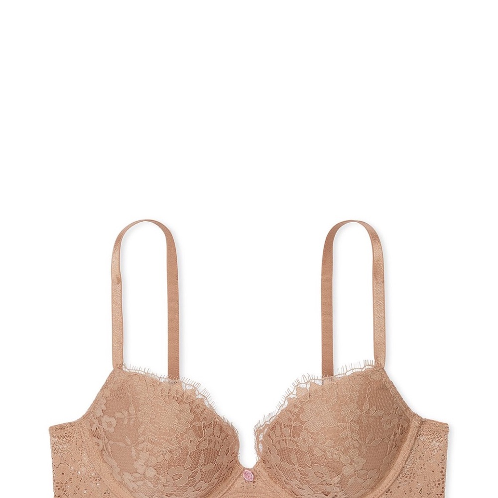 Victoria's Secret Dream Angels Lace Underwire Push Up Bra in Praline Lace